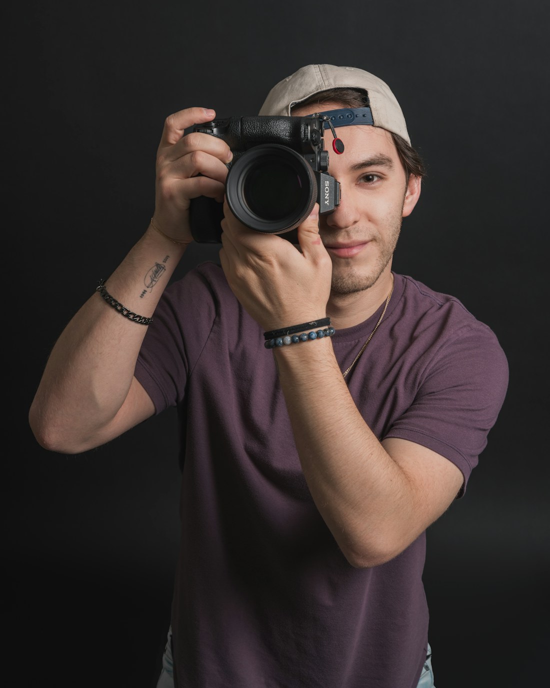 A creator filming content